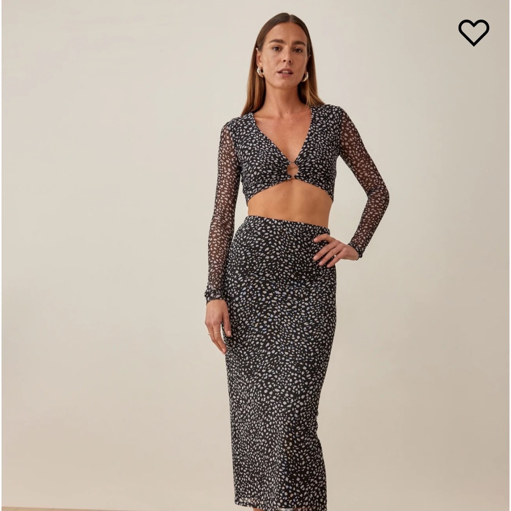 Reformation Two Piece Polka Dot Blue Set Outfit
